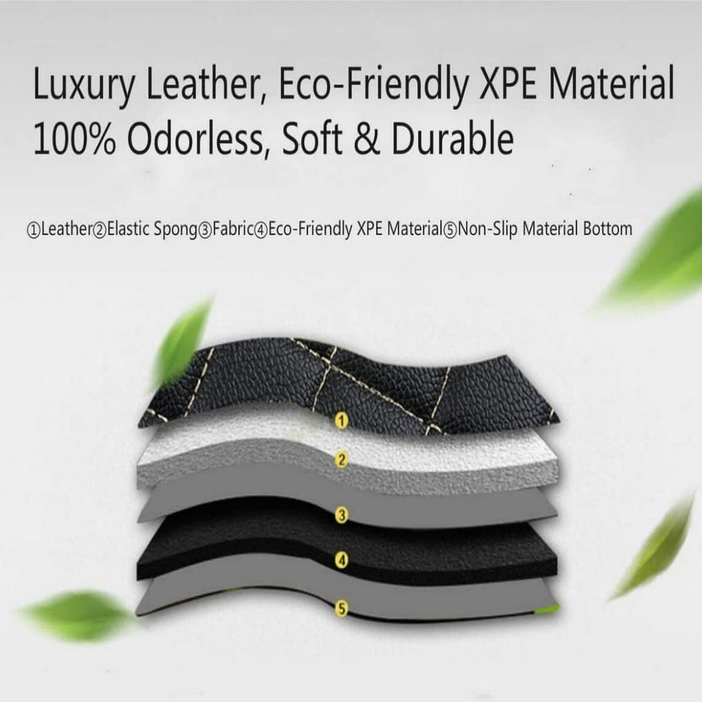 Custom All-Weather Protection Leather Car Floor Mats for Cars Sedan SUV Sports Car Waterproof Floor Mat (Black+Purple)