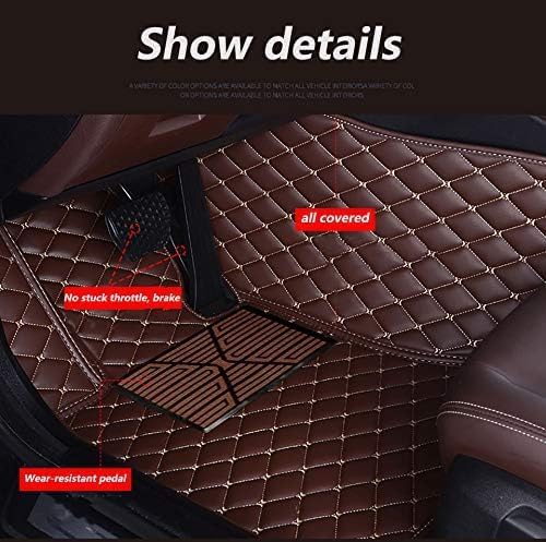 Custom Floor Mats for Cars，Luxury Full Coverage All Weather Car Floor Mats，Leather Car Mat Set ， Floor Mats for 99% of Cars, Trucks & SUVs (Edge Gray Diamond with Black Stripes in The Middle)