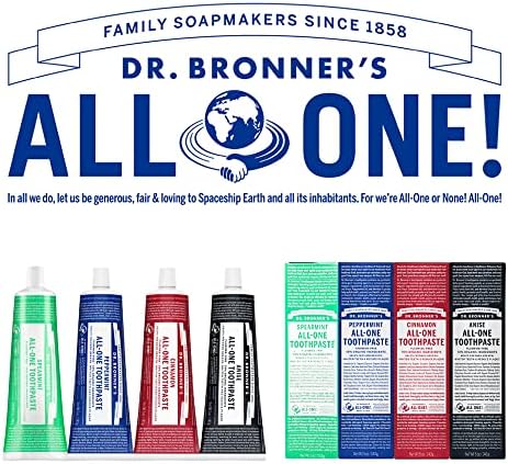 Dr. Bronner’s - All-One Toothpaste Variety Pack - Peppermint & Spearmint, 70% Organic Ingredients, Fluoride-Free, Helps Freshen Breath, Vegan (5oz, 2-Pack)