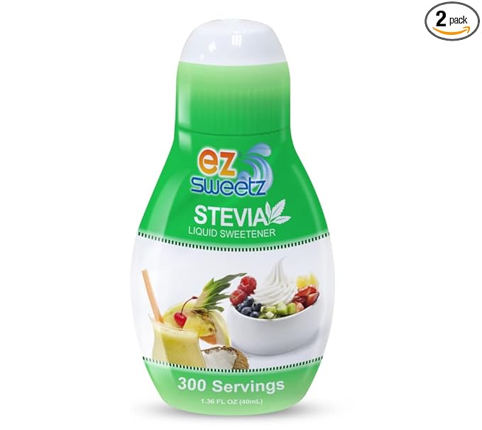 EZ-Sweetz (2-Pack 1.36oz - Liquid De-Bittered Stevia Sweetener 300 Servings/Bottle)