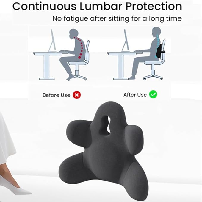 Lumbar Support Pillow for Office Chair, Back Pillow Lumbar Support for Car, Chair, Sofa - Improve Lower Back Pain Relief & Sitting Posture, Memory Foam Back Cushion for Long Sitting (Red)