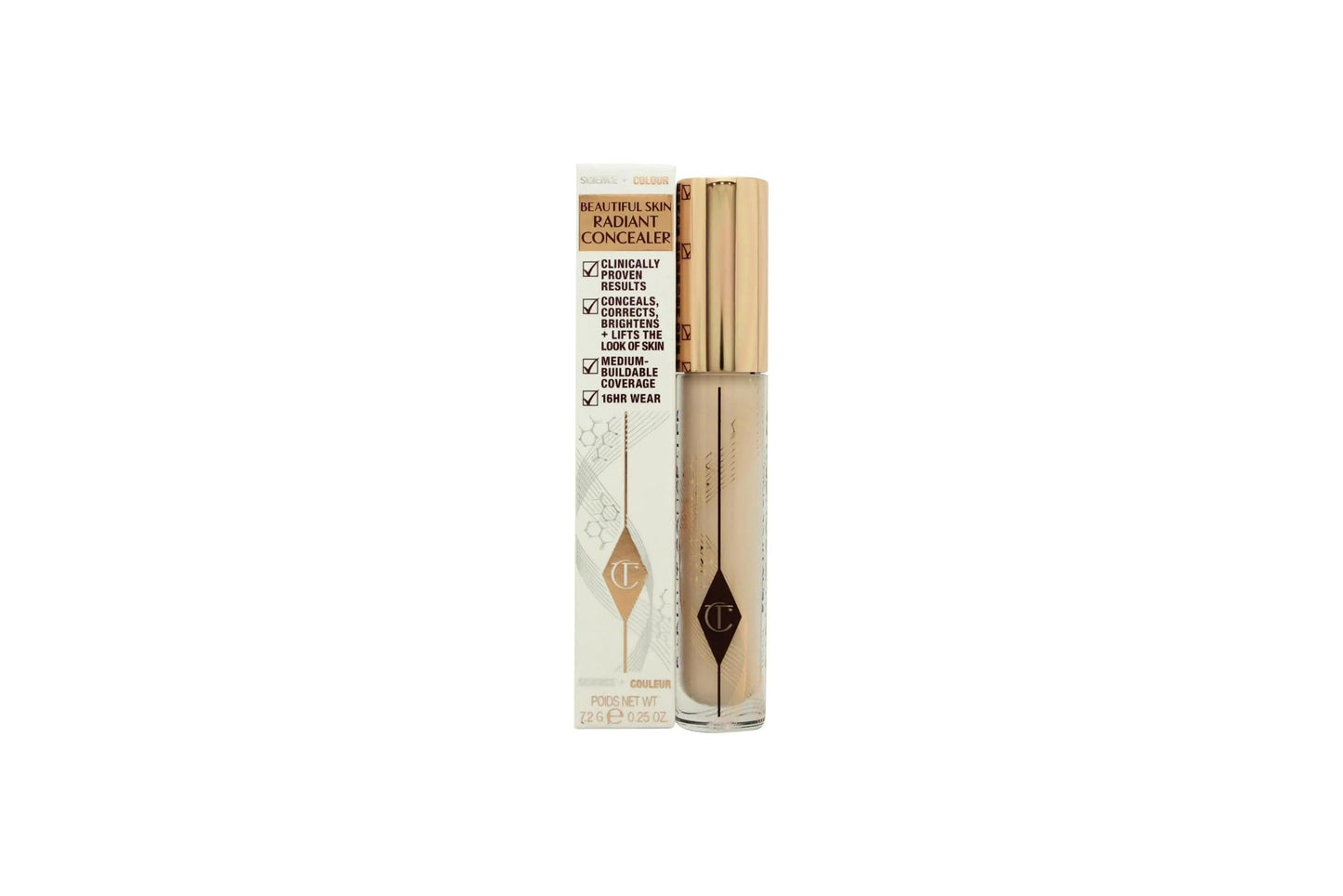 Charlotte Tilbury Beautiful Skin Medium To Full Coverage Radiant Concealer With Hyaluronic Acid - 4.5 Fair With Pink/Peach Under