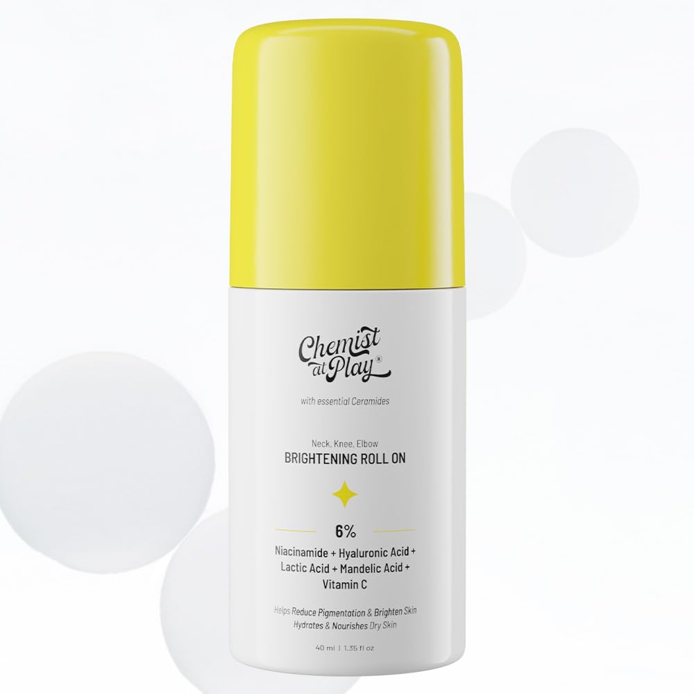 Chemist At Play Roll On Serum For Neck, Knee & Elbow With 6% Vitamin C+ Hyaluronic Acid + Ahas + Niacinamide + Ceramides | Exfol