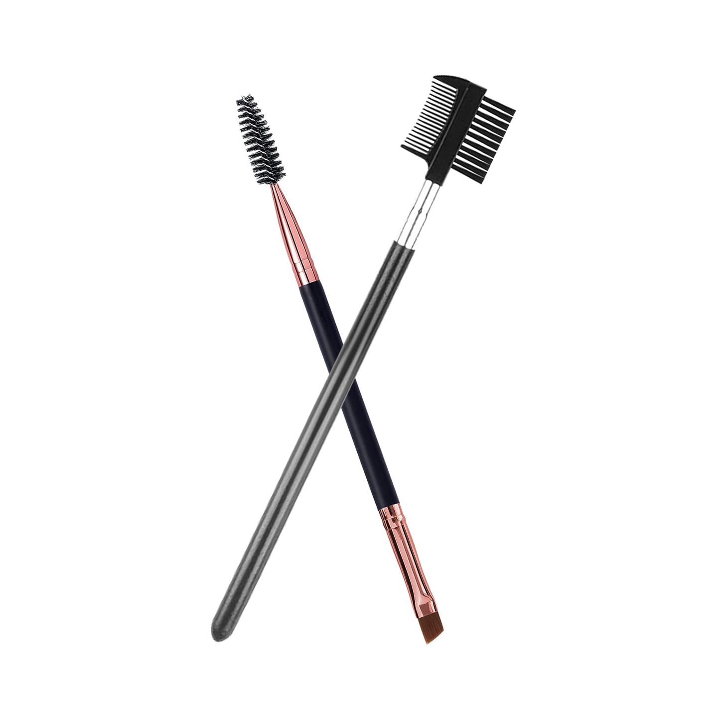 Duo Eyebrow Brush, Eyebrow Brush Eyelash Comb And Eyebrow Brush, Professional Angled Eye Brow Brush And Spoolie Brush Set. (Blac