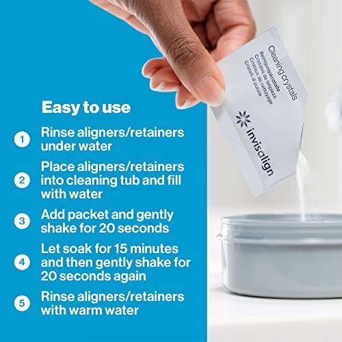 INVISALIGN Cleaning Crystals for Clear Aligners and Retainers with Tub, (50 Packets)