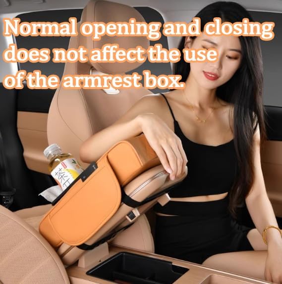 Multifunctional Pu Leather Car Armrest Box Mat, 5-In-1Multifunctional Car Armrest Cushion, Car Arm Rest Cover Pad, Center Console Organizer with Cup Holder, Tissue Box & Phone Slot (Burgundy)