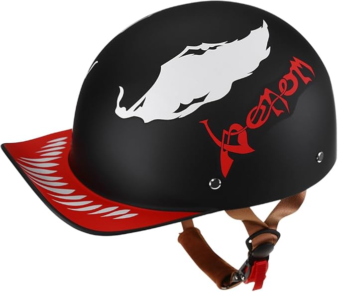 Vintage Retro Open Face Motorcycle Helmet Baseball Cap Half Helmets with pull-down Lens for Men Women Moped Cap Jet Scooter Street Cruiser - DOT Certified (Moto Rider, X-Large)