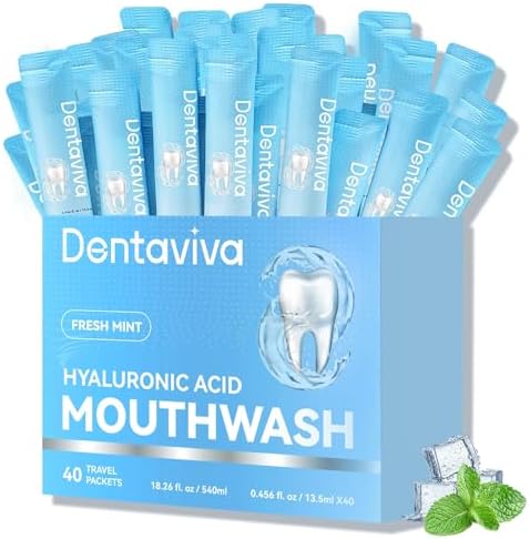Travel Size Mouthwash – 40 Individual Packets – Dry Mouth Relief Strips with Hyaluronic Acid & Probiotics – Alcohol, Fluoride & Gluten Free – Xylitol Cavity Prevention | Travel Oral Care