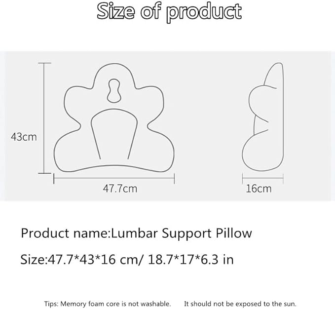 Lumbar Support Pillow for Office Chair, Back Pillow Lumbar Support for Car, Chair, Sofa - Improve Lower Back Pain Relief & Sitting Posture, Memory Foam Back Cushion for Long Sitting (Blue-01)