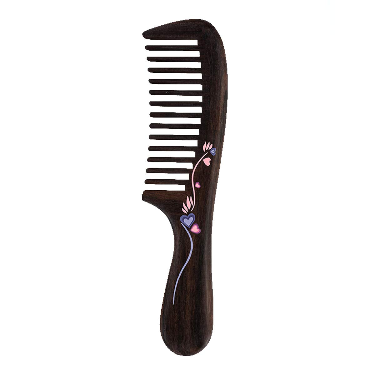 Tan Mujiang Natural Wood Comb, Handmade Decorative Women Hair Comb Tools Salon For Detangling And Styling Wet Or Dry Curly, Thic