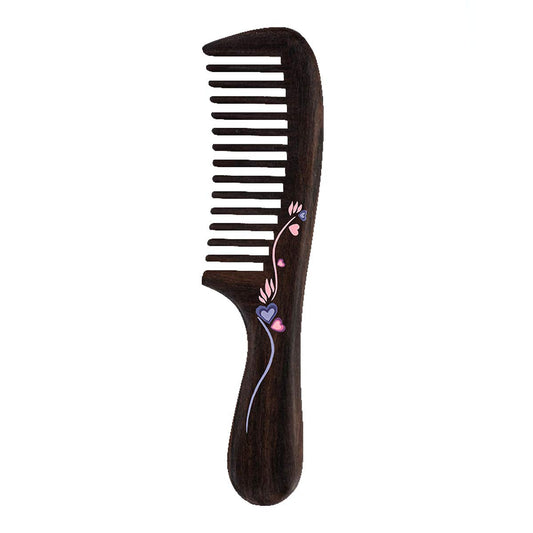Tan Mujiang Natural Wood Comb, Handmade Decorative Women Hair Comb Tools Salon For Detangling And Styling Wet Or Dry Curly, Thic
