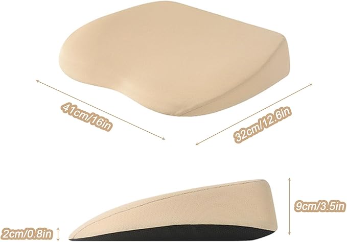2 in 1 Wedge Car Cushions for Driving - Adult Booster Seat for Car to Raise Height - 3.5 Inches Memory Foam Driver Seat Cushion Lumbar Support for Car Truck Seat,Brown
