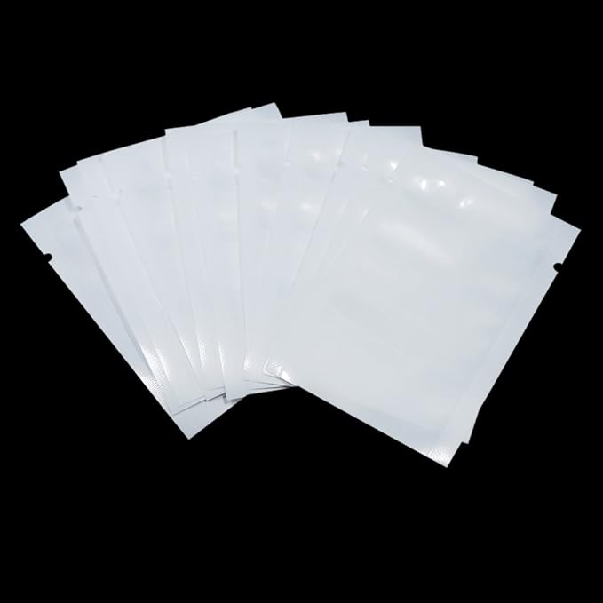 PABCK 300 Pack 5.5x7.9 inch (Usable Size 5.1x7.5 inch) White Clear Front Open Top 2.8mil Plastic Vacuum Pouch Heat Sealable Bags for Food Storage Packets Mini Sample with Tear Notches