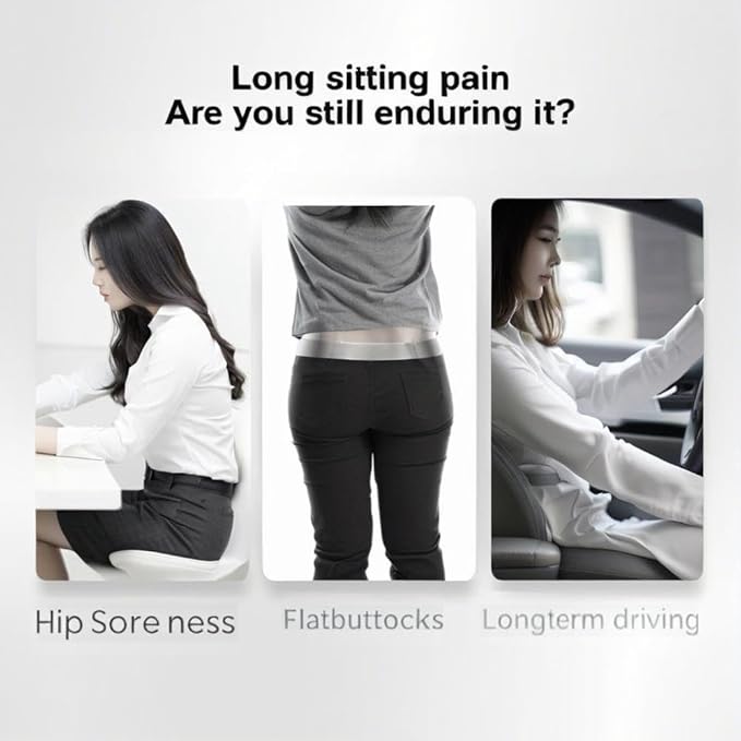 L-Shaped Memory Foam Seat Cushion with Lumbar Support-Ergonomic Car & Office Chair Cushion for Sciatica, Coccyx & Back Pain Relief Supports Hips & Back for Drivers & Long Sitting (Light Grey)