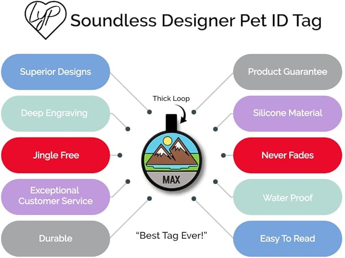 LYP Original Soundless Pet ID Tags | Custom Dog Tags Personalized for Pets | Durable Silicone Deep Engraved Dog Tag | No More Jingling | Blue Bone