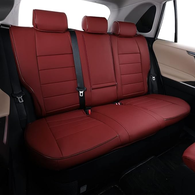 EKR Rav4 Seat Covers Custom Fit for Toyota Rav4 (Only Hybrid) 2019-2025 LE,XLE,XLE Premium,Limited,Woodland Edition, Leather Car Seat Cover Full Set for SUV,Faux Leather(Burgundy)