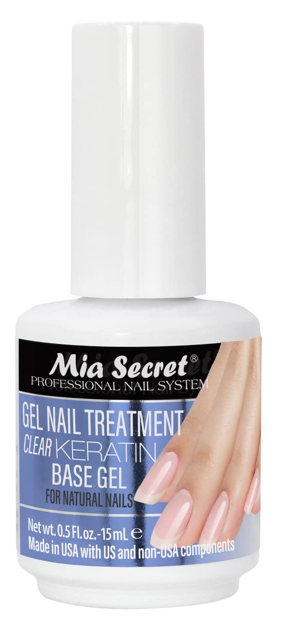 Mia Secret Gel Nail Treatment CLEAR KERATIN Base & Top Gel 15ml - Gel Nail Polish - Nail Repair and Strengthening Gel for Nails