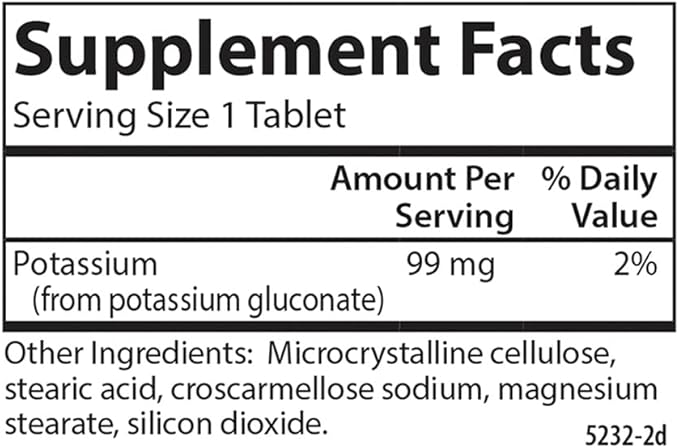 Carlson - Potassium, 99 mg, Promotes Nerve Health & Muscle Function, 250 Tablets