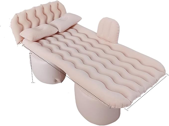 Car Air Mattress for Silverado 1500/GMC Sierra 1500 2019-2023 2024, Inflatable Car Bed for Back Seat Sleeping, Soft Car Inflatable Bed Back Seat Mattress Airbed,A Beige