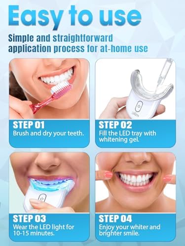 Teeth Whitening Kit with LED Light - White Sensitive Tooth 35% Carbamide Peroxide Gel Pen Dental Mouth Trays Whitener Professional Bright Brace Product System for Home Work Travel