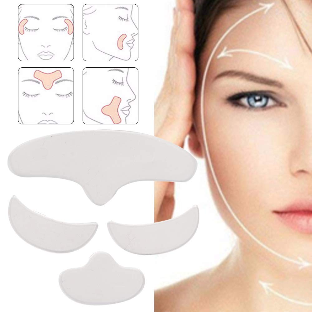 Unibell 4Pcs Anti Wrinkle Patches, Anti Wrinkle Silicone Patch Pad Silicone Patches Face Forehead Neck Chest Chin Wrinkle Patche