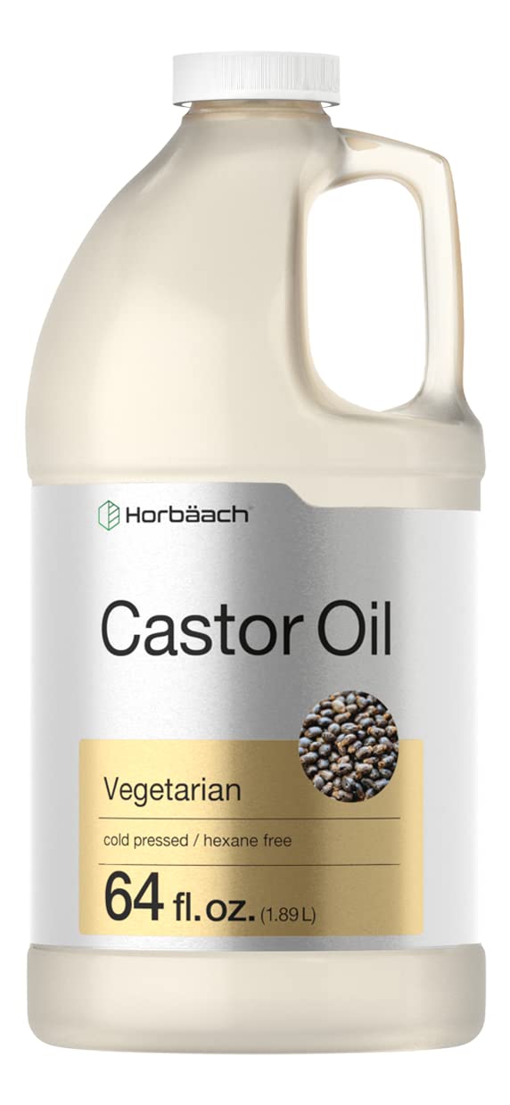 Horbach Castor Oil 64oz | for Hair, Eyelashes & Eyebrows | Hexane Free & Cold Pressed | Vegetarian, Non-GMO