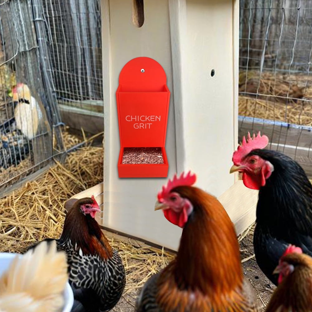 Yiaieng Chicken Oyster and Grit Feeder Chicken No Waste Coop Accessories (Red-White)