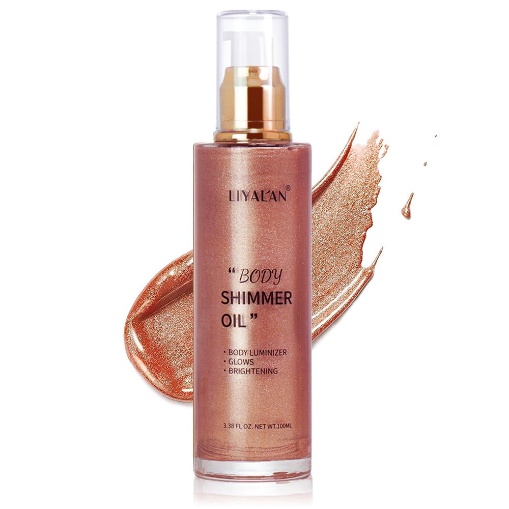 Liyalan Shimmer Body Oil Rose Gold 5 Color Bronze Face Glow Pearl Highlighter Illuminator Body Makeup Shine Glitter Gold Liquid