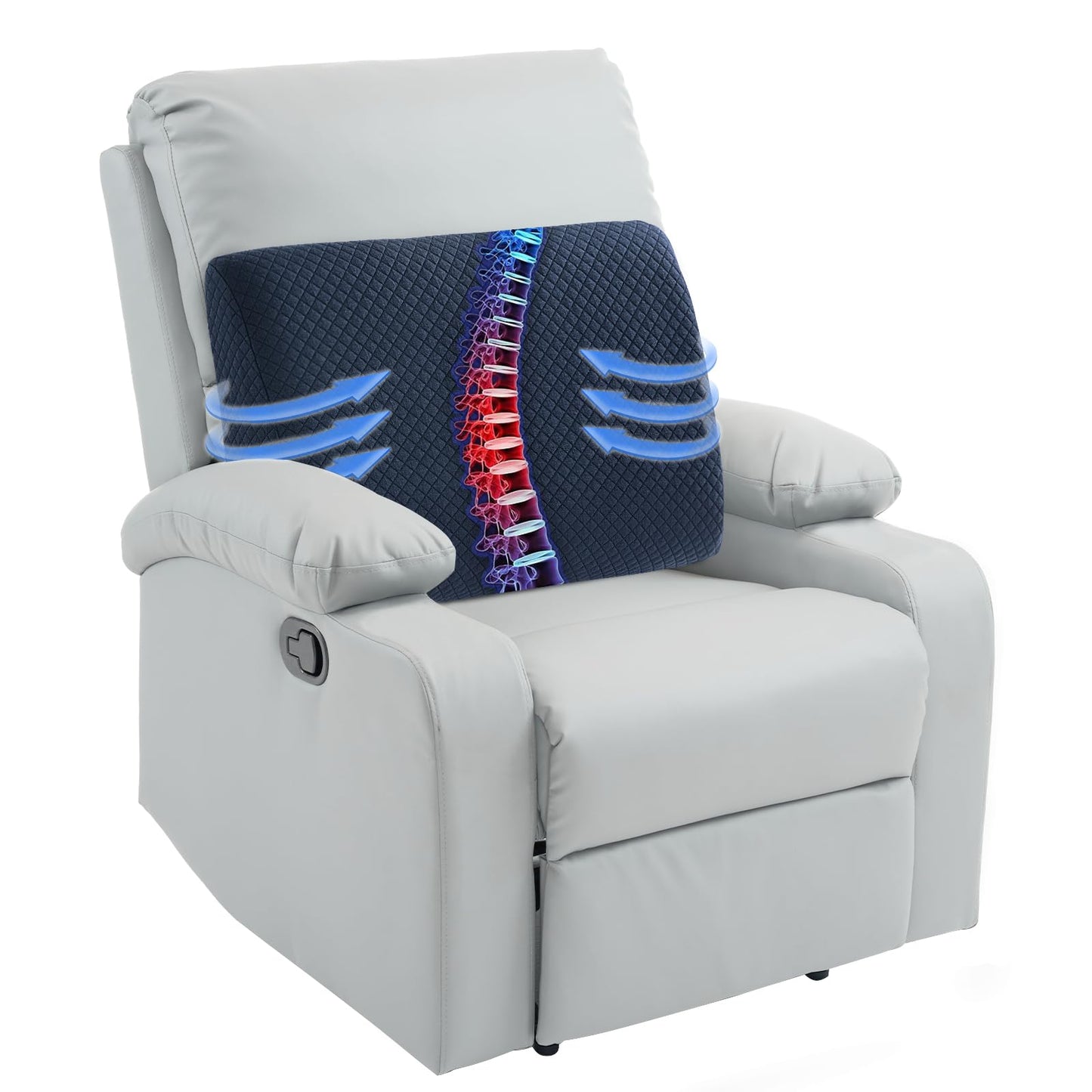 HOMBYS Lumbar Support Pillow for Recliner Chair, Memory Foam Back Support Cushion for Elderly,Extra Large Lumbar Support Pillow,Thick Backrest for Home Reading (Grey, 20“x13.5"x5")