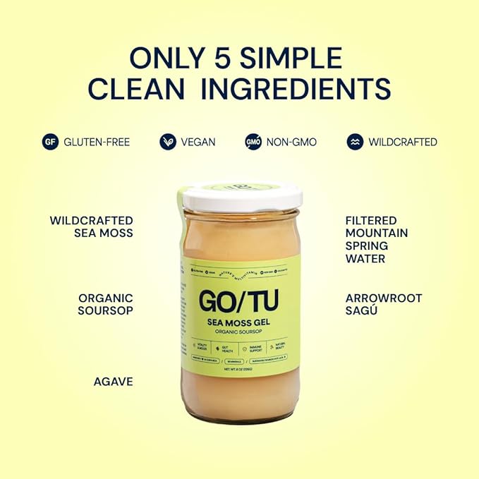 GO/TU Sea Moss Gel – 8oz Soursop | Pure, Shelf-Stable Superfood | Nature’s Multivitamin