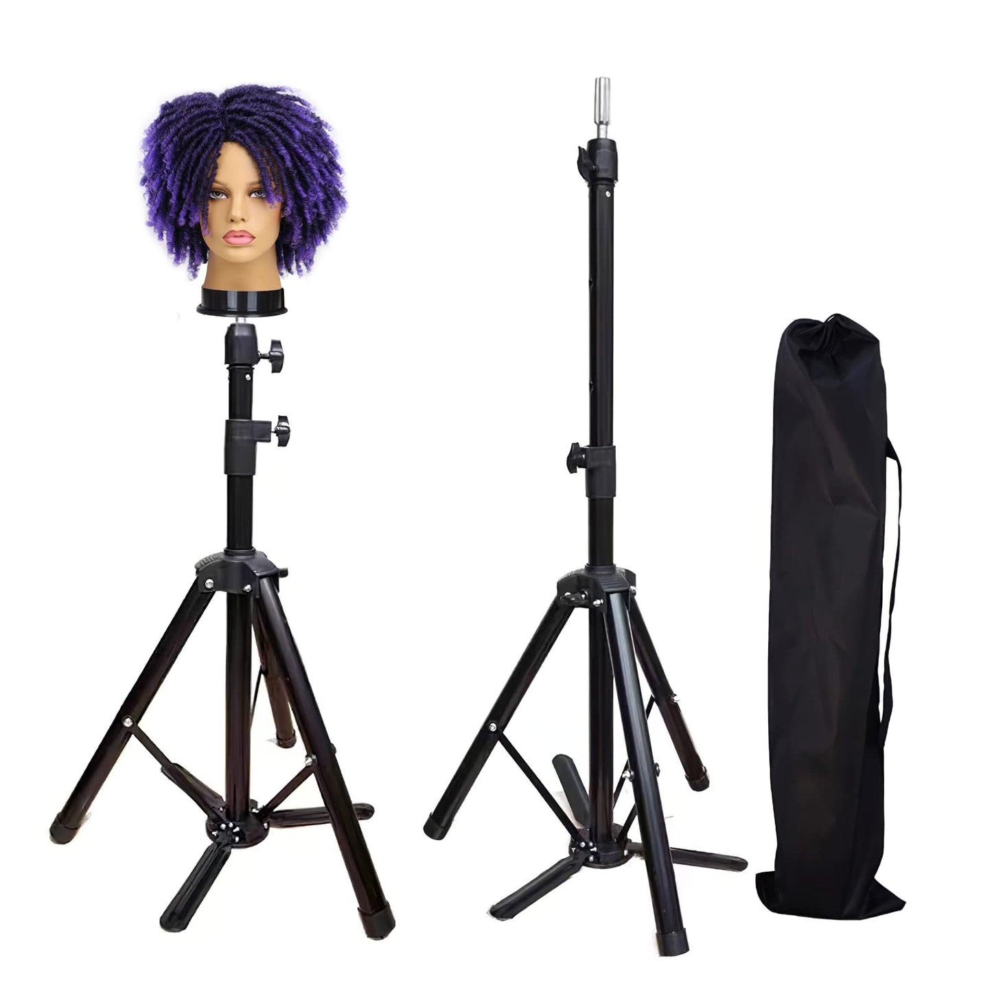 Sturdy And Adjustable Wig Stand Tripod, Foldable Tripod Metal Mannequin Head Stands - Perfect For Wig Storage, Styling, Hairdres