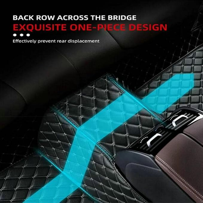TREGOO All Weather Car Mats Custom Fit Non Slip Floor Mats for 1998-2025 Cars Personalized Leather Protection Pads Suitable for Men Women (Edge Yellow, Middle Black Horizontal bar)