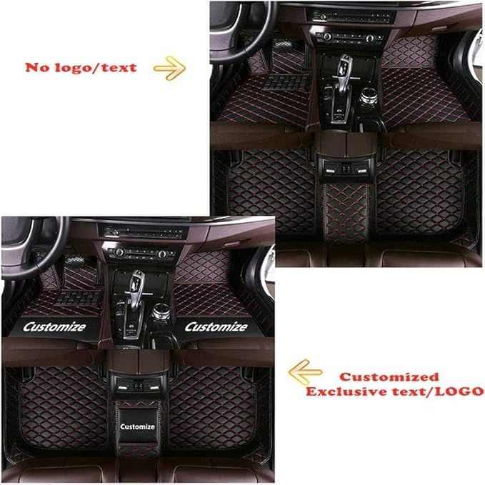 Custom Making Car Floor Mats Protection Pads for 99% Sedan/Coupe/Hatchback/SUV/Pickup Men Women Car Floor Mats Coverage Pads Anti-Slip Leather Floor Lining (Light Brown+Black Beige)
