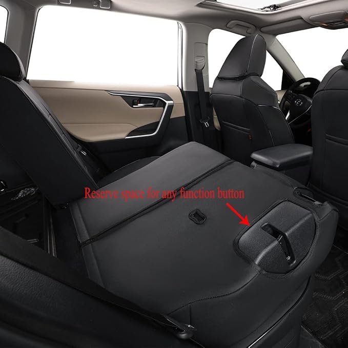 EKR Rav4 Seat Covers Custom Fit for Toyota Rav4 2016 2017 2018(Hybrid) LE,SE,XLE,Limited, Leather Car Seat Cover Full Set for SUV,Faux Leather(Black)