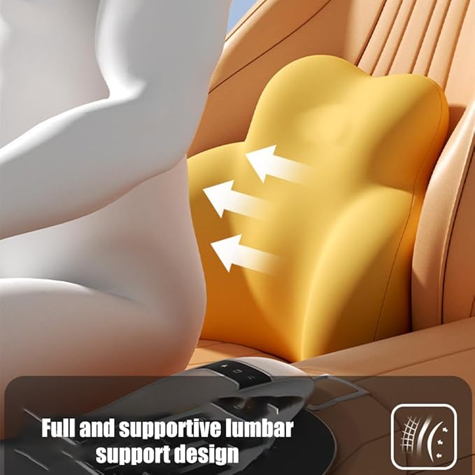 Car Lumbar Support Pillow for Citroen Berlingo 2018-2023 2024 2025 2026 Memory Foam Back Support Cushion Breathable Car Seat Lumbar Pad Accessories,Beige
