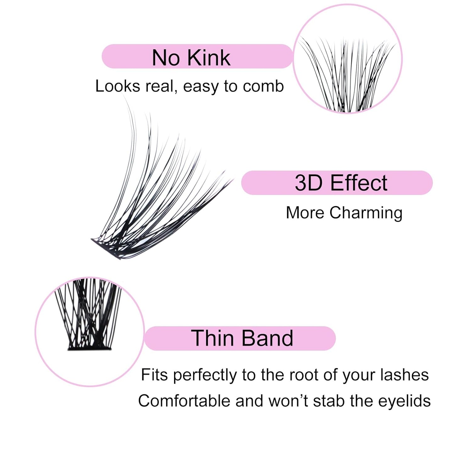 Lash Clusters LAUBESS Individual Lashes Waterproof Eyelash Clusters Mixed Tray Cluster Eyelash Extensions Soft Cluster Lashes for Beginners (40D-D-20)