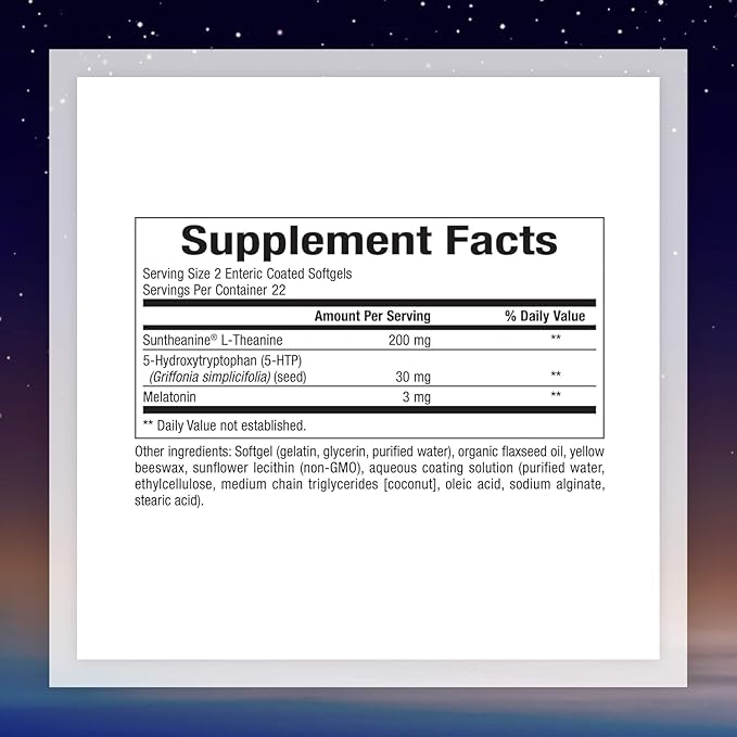Stress-Relax Tranquil Sleep by Natural Factors, Sleep Aid with Suntheanine L-Theanine, 5-HTP, Melatonin, 45 Softgels