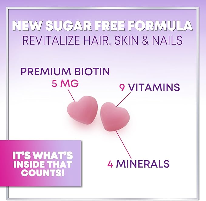 Hair Vitamins Gummy with Biotin 5000 mcg, Sugar-Free Hair Growth Support with Vitamins E & C, Non-GMO, Thicker, Stronger & Beautiful Hair, Skin & Nails, Hair Vitamin for Women & Men - 120 Gummies