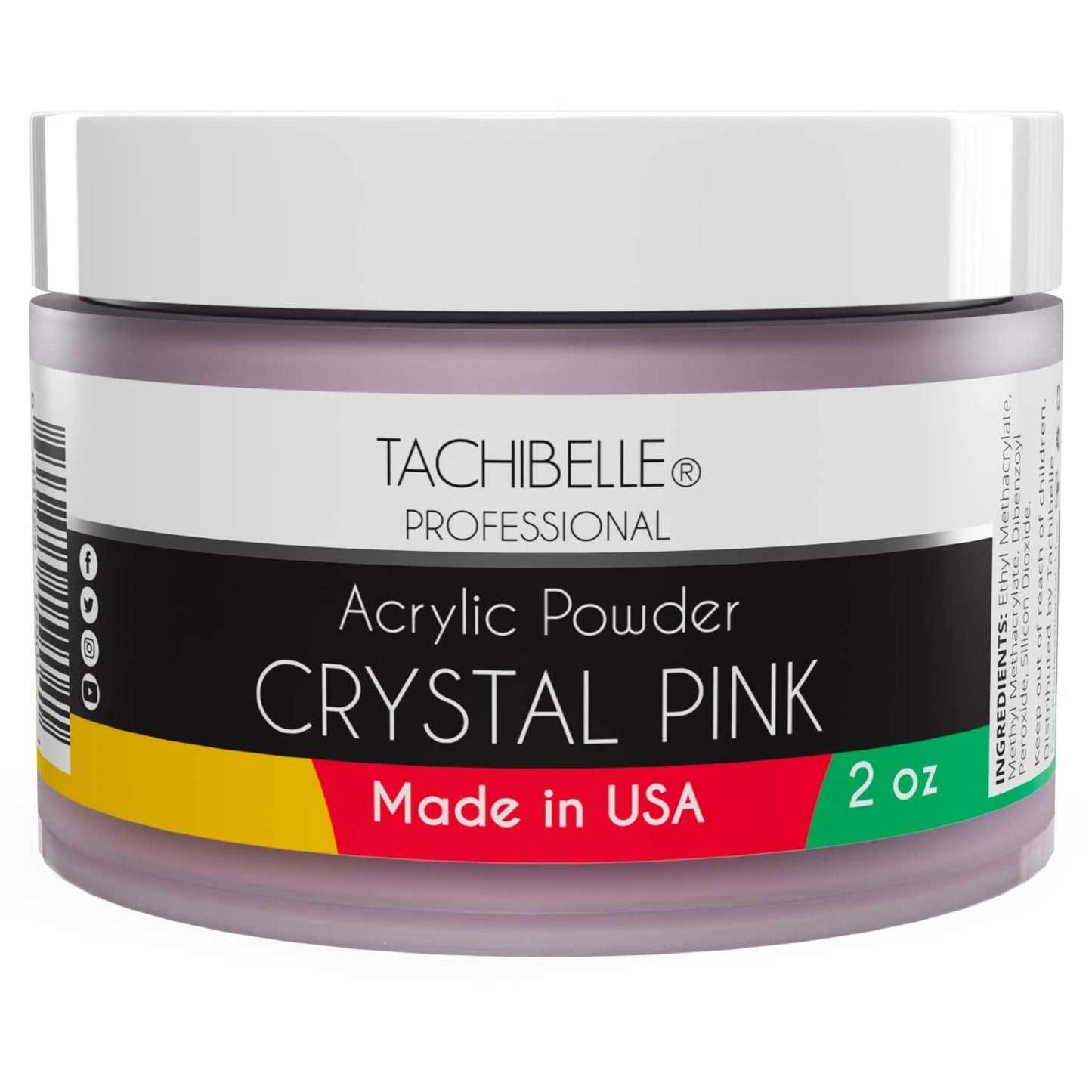 Tachibelle Professional Acrylic Nail System Acrylic Powder, 2 Oz. Made In Usa. Used In Professional Salons. (Crystal Pink 2Oz)