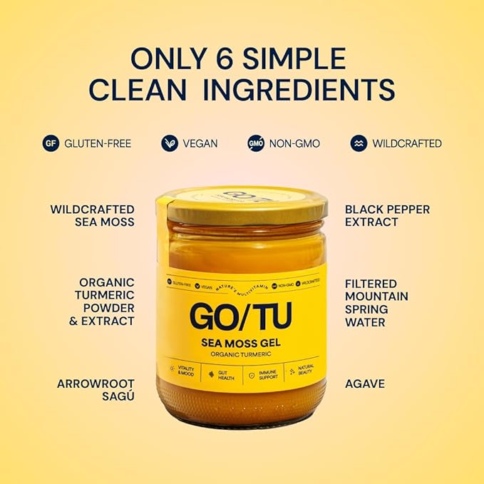 GO/TU Sea Moss Gel – 16oz Turmeric | Pure, Shelf-Stable Superfood | Nature’s Multivitamin