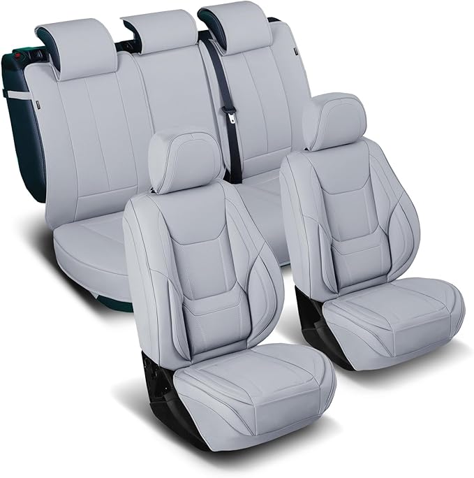 Coverland Custom Fit Car Seat Covers for Car Compatible with [1990-2006 Lexus LS, 1993-1998 Volkswagen Jetta] Premium Waterproof Non-Slip Interior Seat Protector [Full Set Gray - Size Chart X66]