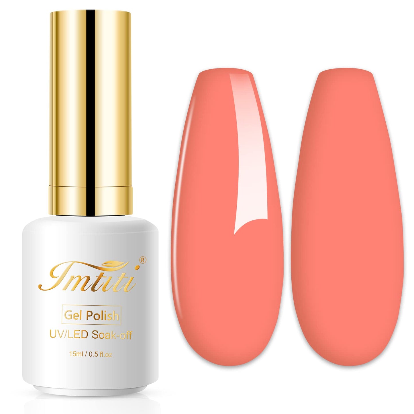 Imtiti Coral Gel Nail Polish, 1 Pcs 0.5 Fl Oz Coral Peach Orange Gel Polish Soak Off Led U V Nail Gel Polish Diy Nail Art Starte