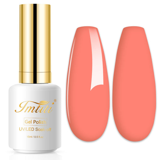 Imtiti Coral Gel Nail Polish, 1 Pcs 0.5 Fl Oz Coral Peach Orange Gel Polish Soak Off Led U V Nail Gel Polish Diy Nail Art Starte