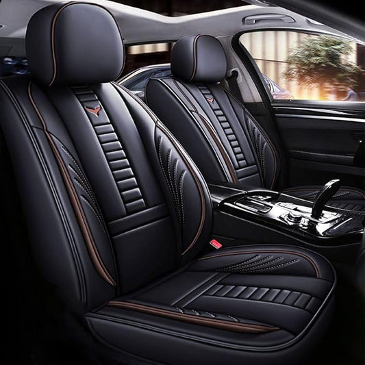 for Toyota CHR Seat Covers 2018-2026, Full Coverage Customized Car Seat Covers, Premium Leather Waterproof Stain-Resistant Easy to Install (Standard 2 Seats, Black&Coffee)