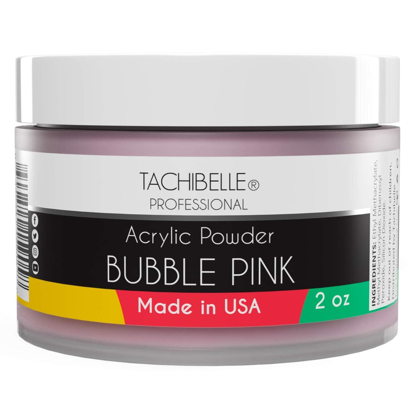 Tachibelle Professional Acrylic Nail System Acrylic Powder, 2 Oz. Made In Usa. Used In Professional Salons. (Bubble Pink 2Oz)