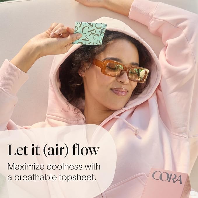 Cora Period Long Liners | 100% Organic Cotton Topsheet | Ultra Thin, Quick Absorbency | Hypoallergenic | Dermatologically Tested | Unscented, No Wings (72 Long Liners)