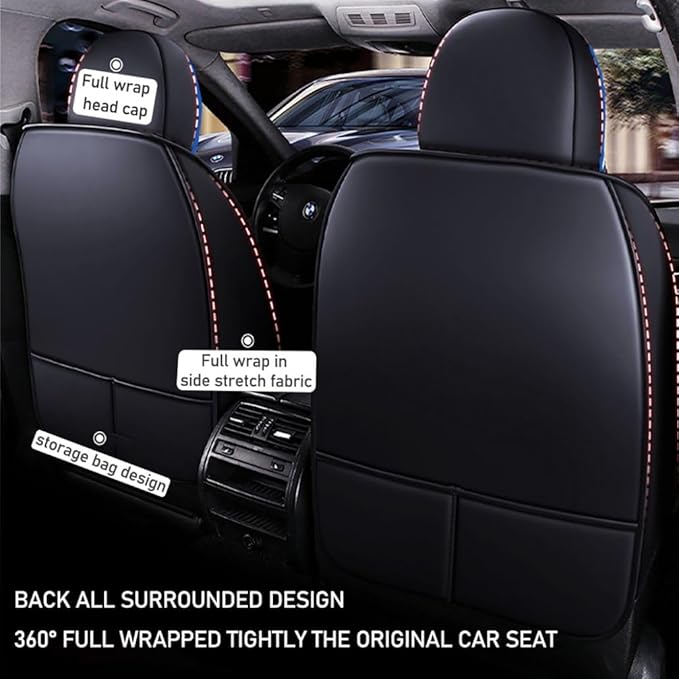 for Toyota CHR Seat Covers 2018-2026, Full Coverage Customized Car Seat Covers, Premium Leather Waterproof Stain-Resistant Easy to Install (Standard 2 Seats, Black&Blue)