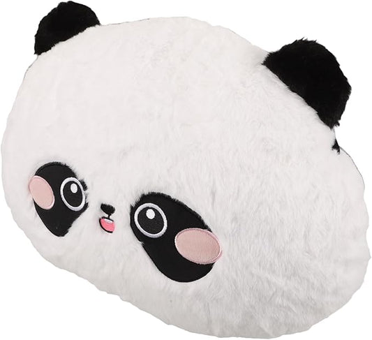 PRETYZOOM Cartoon Panda Lumbar Support Pillow with Rabbit Hair Embroidery, Soft Plush Car Seat Cushion for Lower Back, Shoulder Relaxer for Driving and Office Use