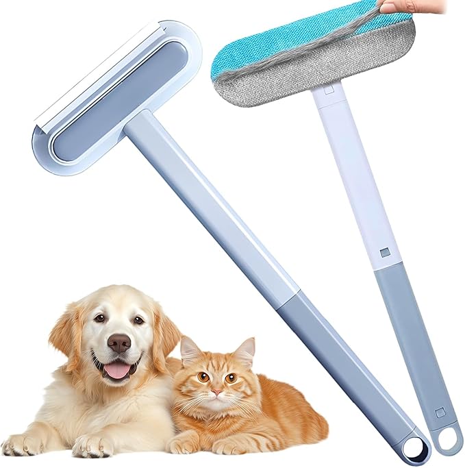 Pet Hair Remover, 4-in-1 Reusable Dog & Cat Hair Removal Tool – Extra Long Handle (23.4"), 2-Pack (Value Pack), Effective Lint Brush for Furniture, Couch, Carpet, Car Seats & Window Screens
