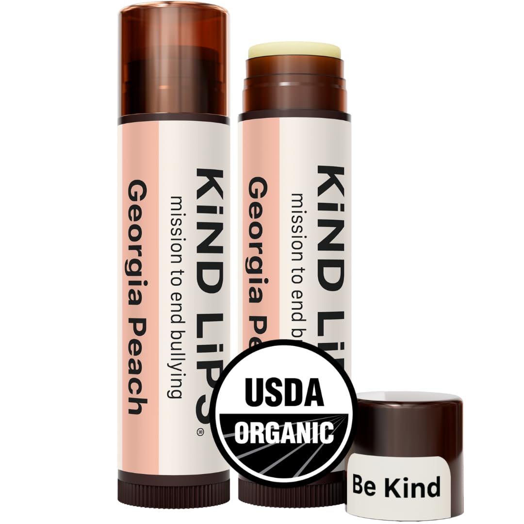 Georgia Peach Lip Balm 2-Pack - Natural Peach Flavor Lip Moisturizer | Organic Ingredients, Gluten-Free, Non-Toxic Lip Care For